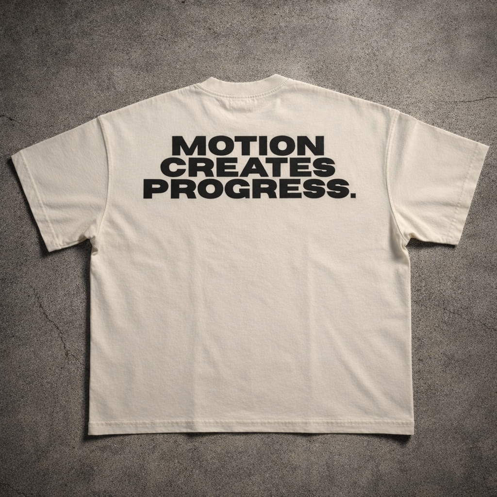 Motion Creates Progress Heavyweight Box Fit Tee